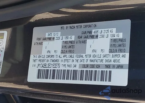 2014 Mazda Mazda5 Sport from USA, damaged, VIN JM1CW2BL0E0163379